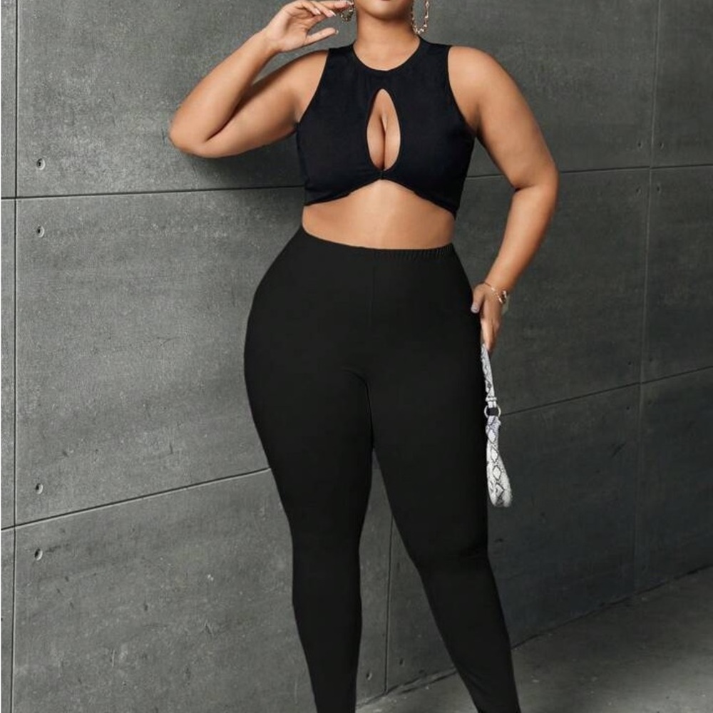 SHEIN SXY Plus Solid Elastic Waist Leggings 3x
